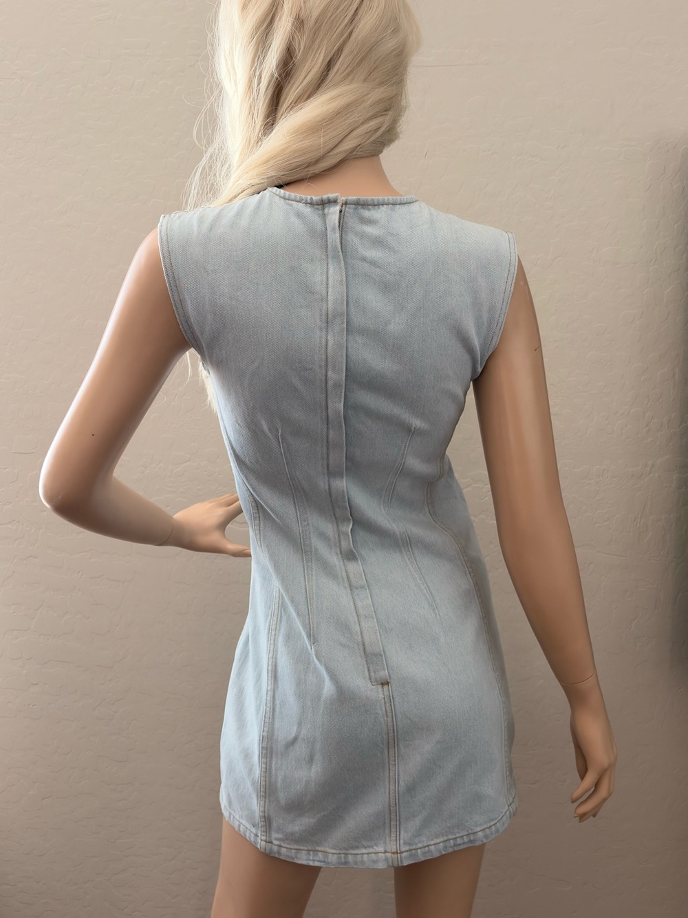 AGOLDE Barton Denim Mini Dress Light Indigo Size XS - Picture 8 of 17